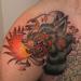Tattoos - Tradtional stipple wolf tattoo  - 67092